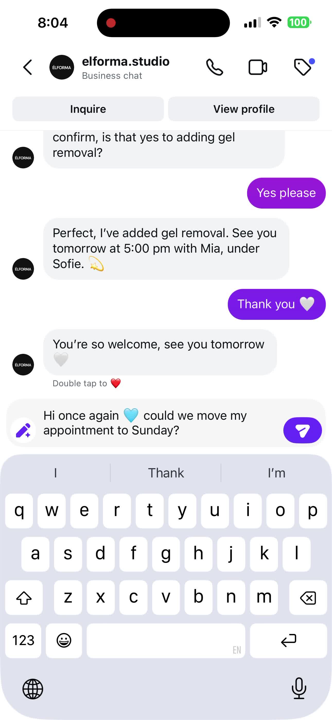 Booking rescheduling